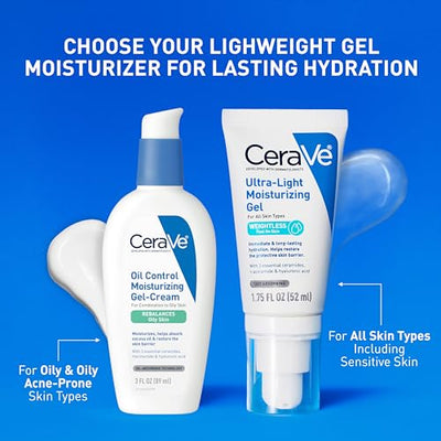 CeraVe Oil Control Moisturizing Gel-Cream, Face Moisturizer for Oily Skin, Niacinamide, Hyaluronic Acid & Oil Absorbing Technology To Rebalance Oily Skin, Non-Comedogenic, Fragrance Free & Oil-Free