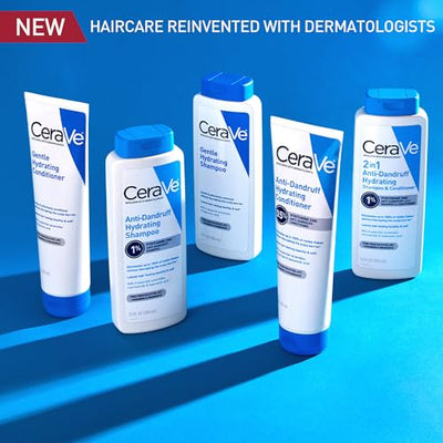 CeraVe 2 In 1 Hydrating Anti Dandruff Shampoo And Conditioner, 1% Pyrithione Zinc Dandruff Treatment, Color Safe & Sulfate Free Shampoo And Conditioner, Helps Eliminate Dandruff & Relieve Itchy Scalp
