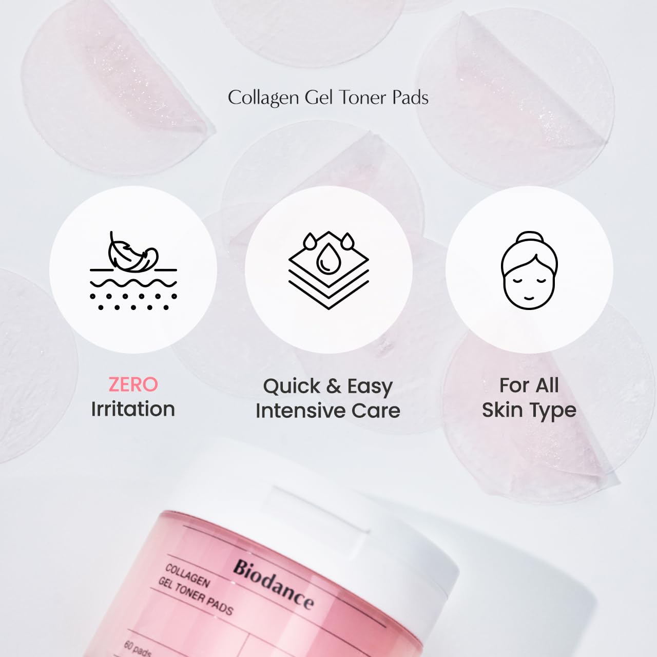 Biodance Collagen Gel Toner Pads, Pore Minimizer for Face, Improving Elasticity, Gentle Exfoliating Korean Toner Pads for Sensitive Skin, 4.93 fl.oz.(140g)*60Pads