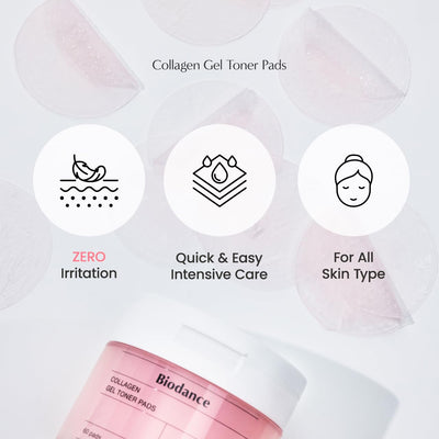 Biodance Collagen Gel Toner Pads, Pore Minimizer for Face, Improving Elasticity, Gentle Exfoliating Korean Toner Pads for Sensitive Skin, 4.93 fl.oz.(140g)*60Pads