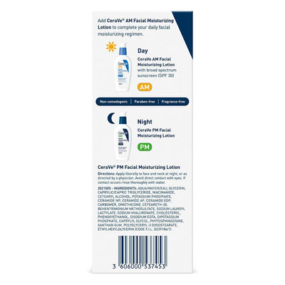 CeraVe PM Facial Moisturizing Lotion, Night Cream with Hyaluronic Acid and Niacinamide, Ultra-Lightweight, Oil-Free Moisturizer for Face, 3 Ounce