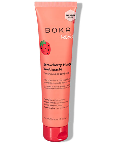 Boka Fluoride Free Toothpaste Nano Hydroxyapatite, Helps Remineralize, Appropriate for Sensitive Teeth, Whitening - for Adult, Kids Oral Care - Strawberry Mango Flavor, 4oz 1Pk - US Manufactured
