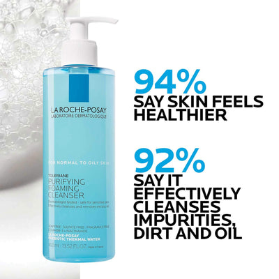 La Roche-Posay Toleriane Purifying Foaming Facial Cleanser, Oil Free Face Wash for Oily Skin with Niacinamide, Pore Cleanser Won’t Dry Out Skin, Unscented