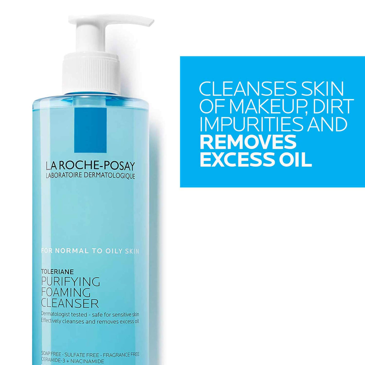 La Roche-Posay Toleriane Purifying Foaming Facial Cleanser, Oil Free Face Wash for Oily Skin with Niacinamide, Pore Cleanser Won’t Dry Out Skin, Unscented