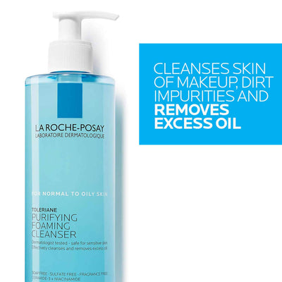 La Roche-Posay Toleriane Purifying Foaming Facial Cleanser, Oil Free Face Wash for Oily Skin with Niacinamide, Pore Cleanser Won’t Dry Out Skin, Unscented