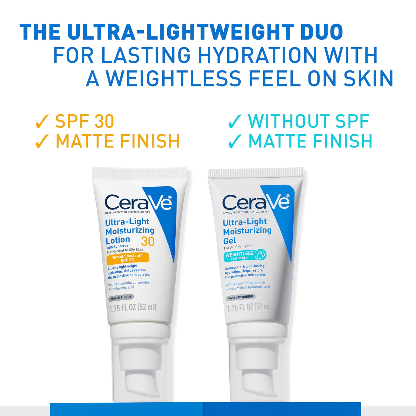 CeraVe Ultra-Light Moisturizing Lotion With SPF 30, Daily Face Moisturizer with SPF, Formulated with Hyaluronic Acid & Ceramides, Broad Spectrum SPF, Oil Free, Matte Finish, 1.7 Ounce