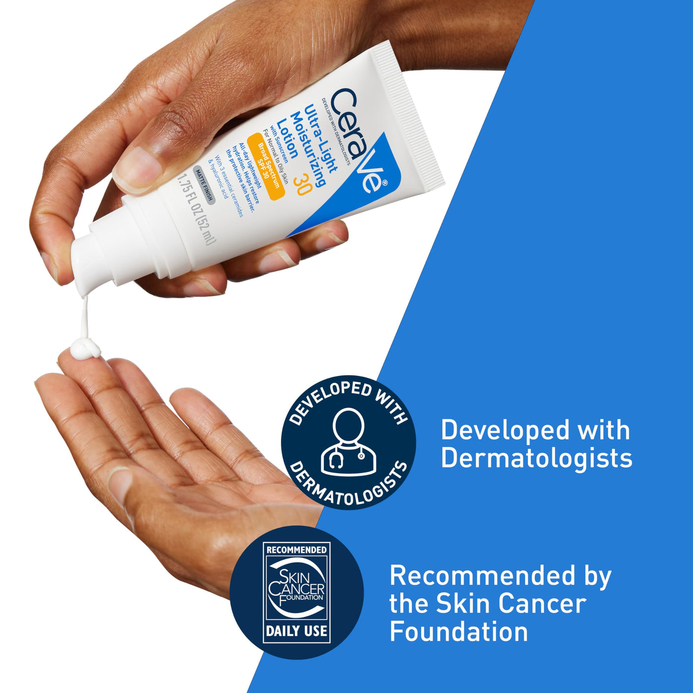 CeraVe Ultra-Light Moisturizing Lotion With SPF 30, Daily Face Moisturizer with SPF, Formulated with Hyaluronic Acid & Ceramides, Broad Spectrum SPF, Oil Free, Matte Finish, 1.7 Ounce