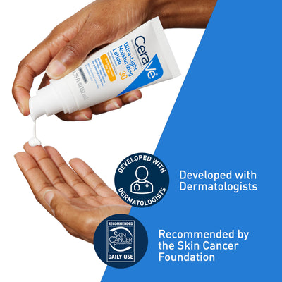 CeraVe Ultra-Light Moisturizing Lotion With SPF 30, Daily Face Moisturizer with SPF, Formulated with Hyaluronic Acid & Ceramides, Broad Spectrum SPF, Oil Free, Matte Finish, 1.7 Ounce