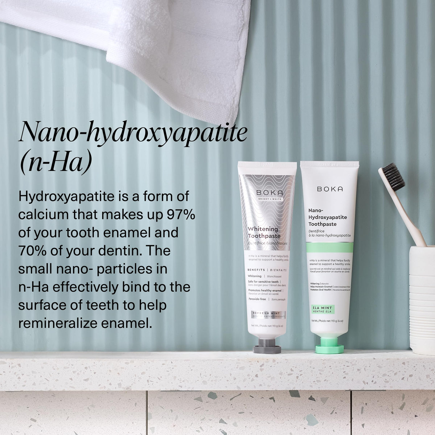 Boka Fluoride Free Toothpaste Nano Hydroxyapatite, Helps Remineralize, Appropriate for Sensitive Teeth, Whitening - for Adult, Kids Oral Care - Ela Mint Flavor, 4 Fl Oz 1Pk US Manufactured